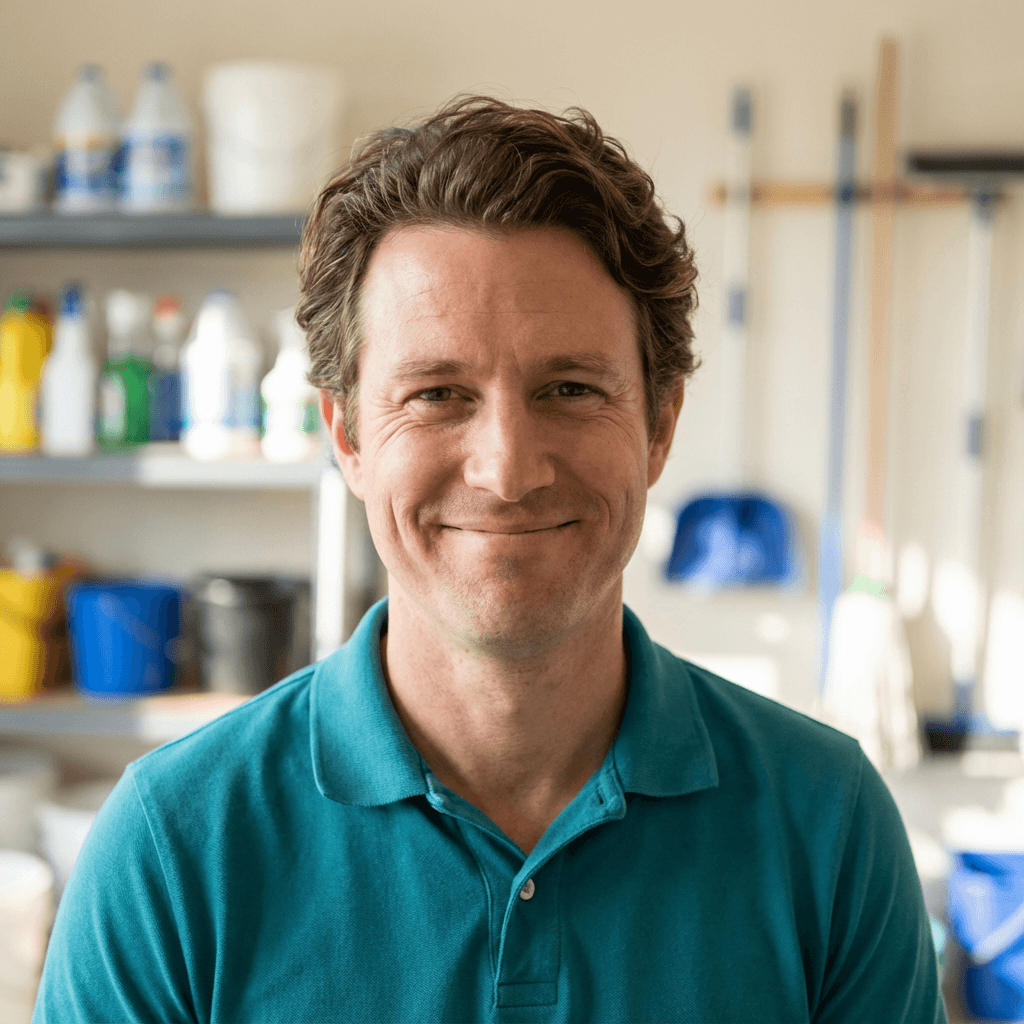 James Patterson examining his restored sneaker